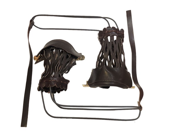 Комплект луз с выкатом RU-08, скоба - латунь (коричневая кожа), кожаный выкат