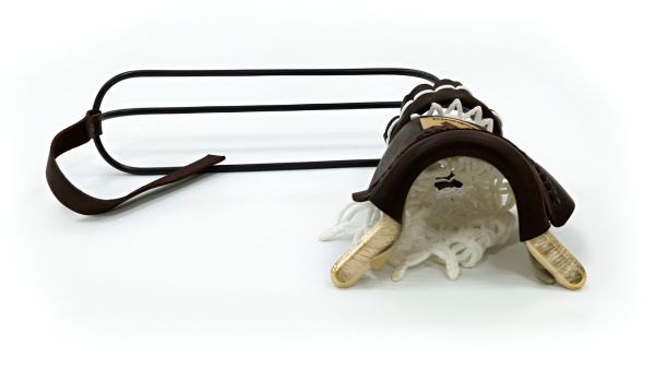 Комплект луз с выкатом RU-06-П, скоба - латунь (лен, коричневая кожа, комбинированная) плетенка с логотипом